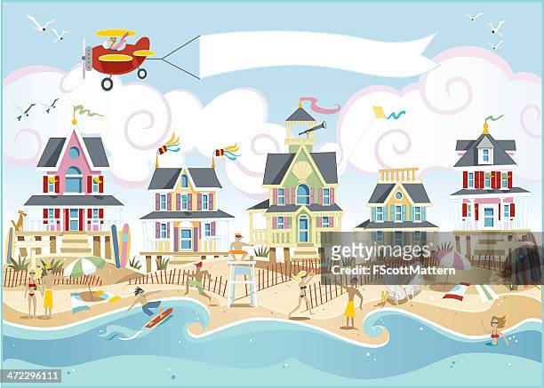 summer beach - waters edge stock illustrations