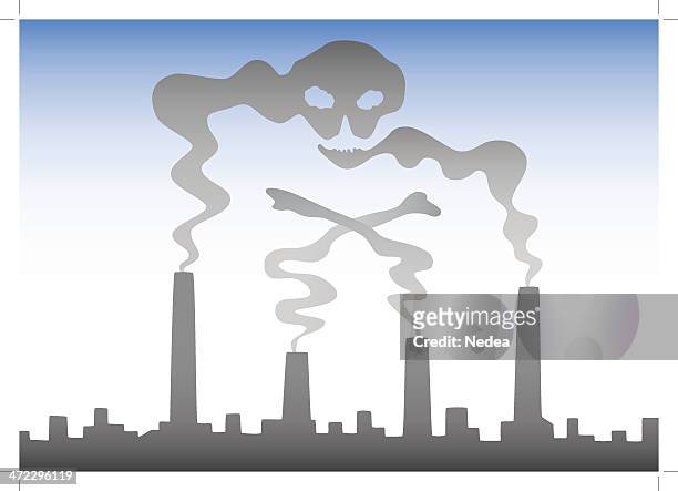 smog forming skull - smoking death stock illustrations
