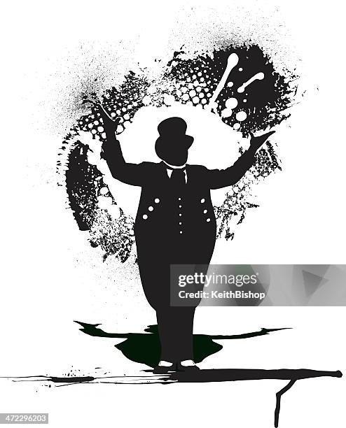 ilustraciones, imágenes clip art, dibujos animados e iconos de stock de circus cabecilla o maestro de ceremonias darle público - maestro de ceremonias