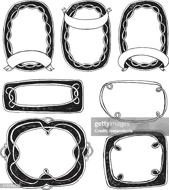 stockillustraties, clipart, cartoons en iconen met hand drawn set of frames and banners - hand drawn frames