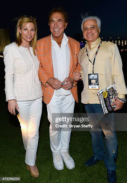 Andrea Hissom, her husband Wynn Resorts Chairman and CEO Steve Wynn and Rock in Rio Festival Founder Roberto Medina appear during an exclusive...