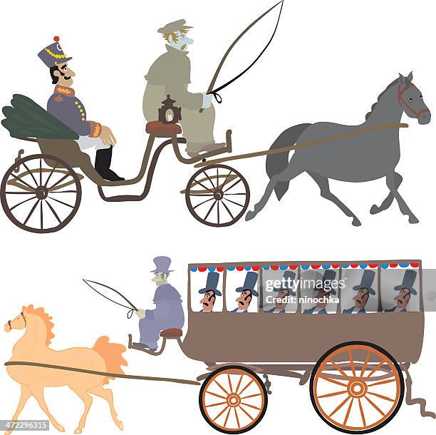 carriages - white stallion stock illustrations