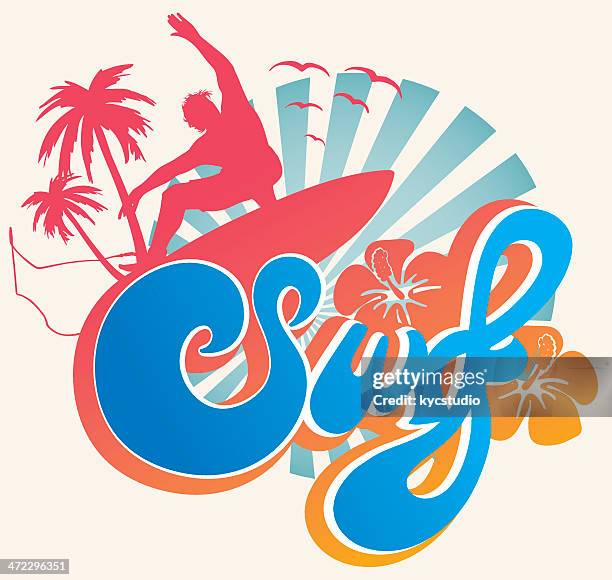 surf type emblem - spring background top view stock illustrations