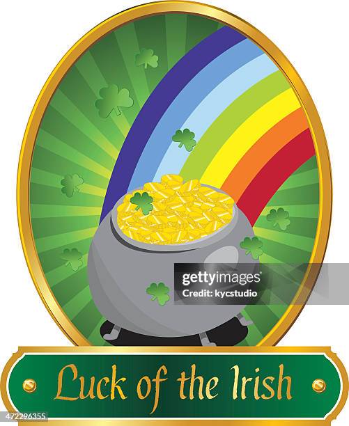 luck of the irish "emblem - ehemalige irische währung stock-grafiken, -clipart, -cartoons und -symbole