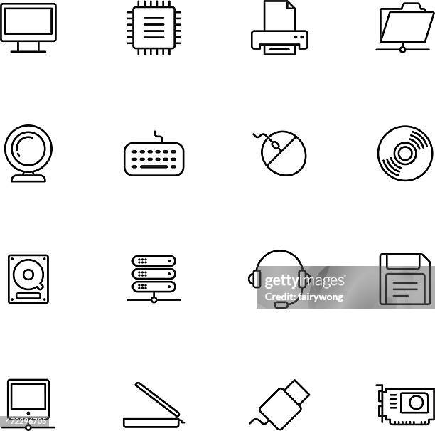 computer and website icons - flat bed scanner stock illustrations