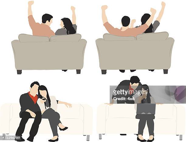 multiple images of couple - romantic couple back stock illustrations