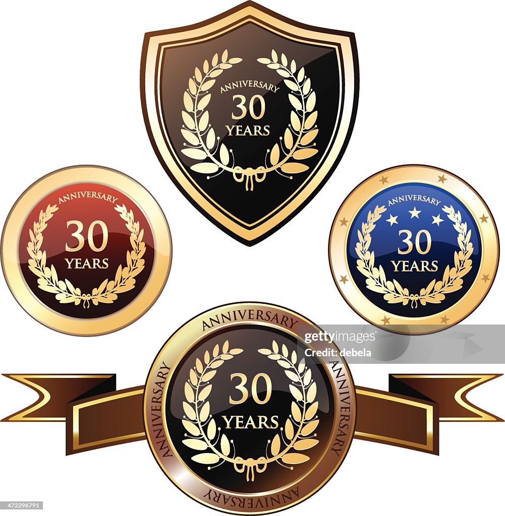 Emblemas de aniversário de trinta anos