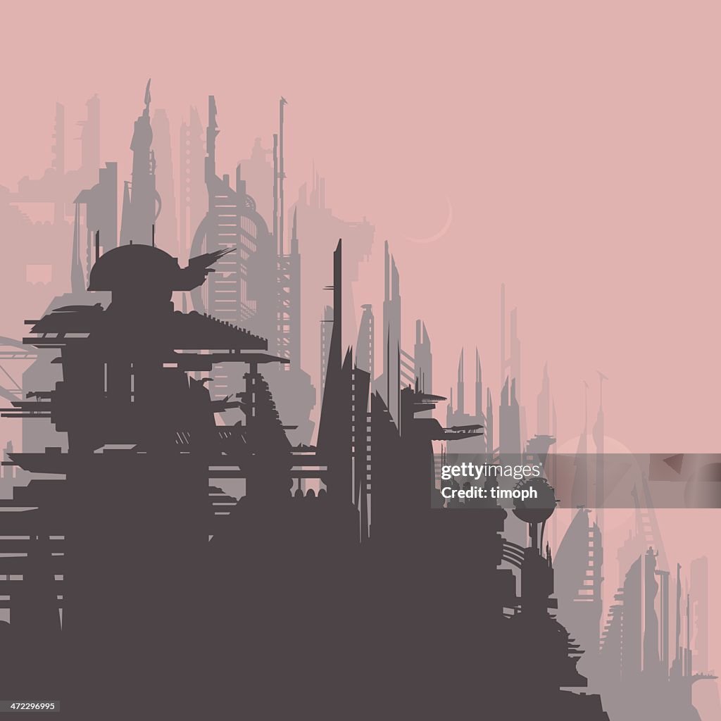 Sci-fi city pink