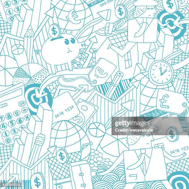 ilustraciones, imágenes clip art, dibujos animados e iconos de stock de dinero, negocios, finanzas y bienes raíces patrón de fondo. - finanzas domésticas