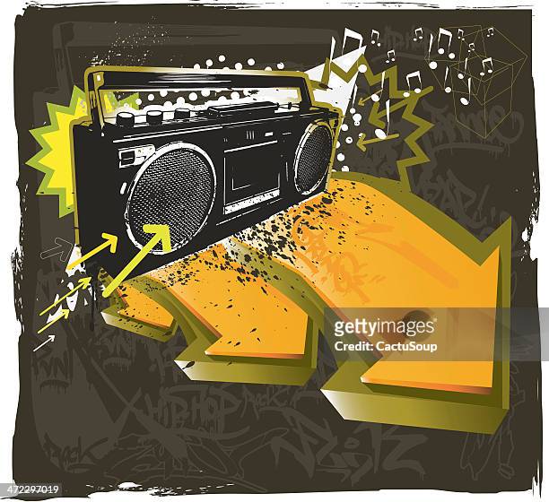 ghetto blaster - psychedelic rock music stock illustrations