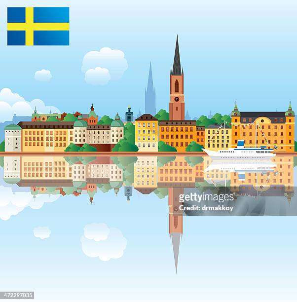 stockholm - scandinavian summer stock illustrations