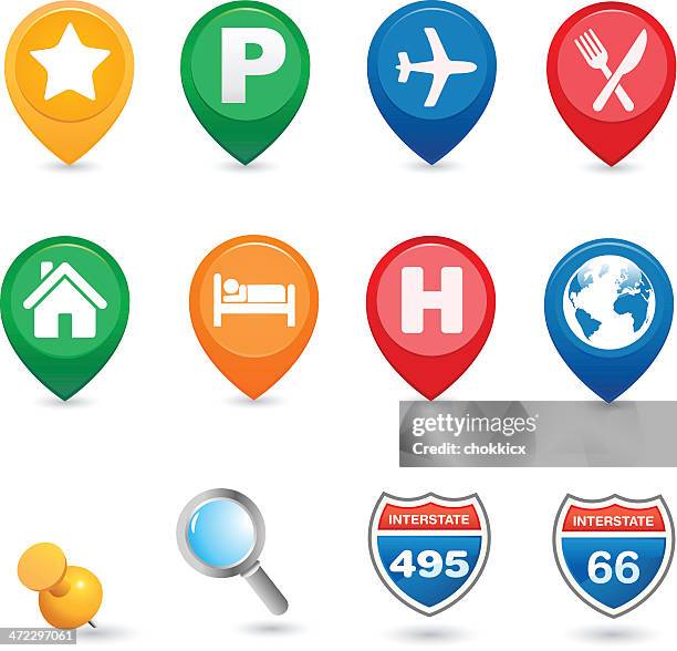 road map pointer or pin - pin entry stock illustrations