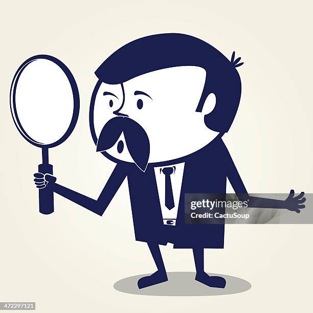 magnifying glass - police officer talking to person cartoon stock illustrations
