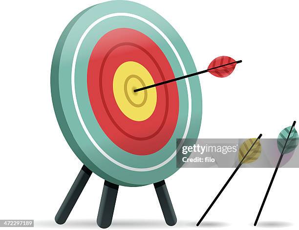 arrow hitting a target - try scoring stock illustrations