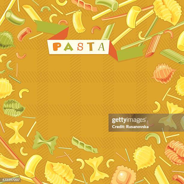 italian pasta background - rigatoni stock illustrations