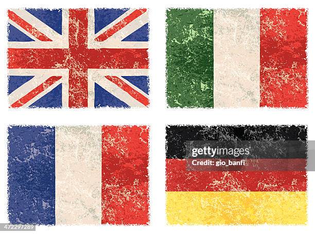 vector grunge flags - french flag stock illustrations