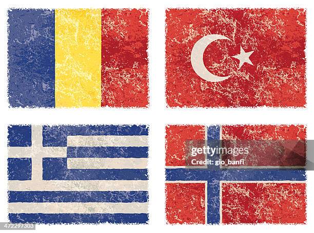 vector grunge flags - half moon stock illustrations