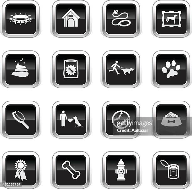 supergloss black icons - dog - animal brush stock illustrations