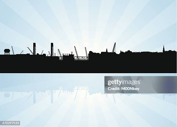 portsmouth nh skyline - water tower storage tank stock illustrations