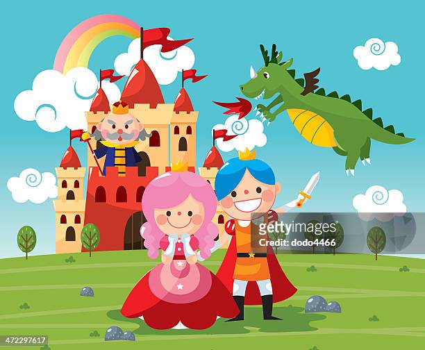stockillustraties, clipart, cartoons en iconen met fairy tale medieval age - draak fictieve figuren