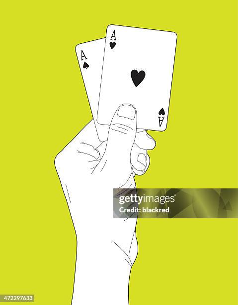 aces - hand of cards stock-grafiken, -clipart, -cartoons und -symbole