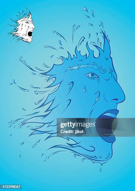 four elements - water - water splash face stock illustrations
