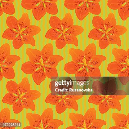 Floral Seamless Pattern (Orange Lily) Floral Seamless Pattern (Orange Lily)
