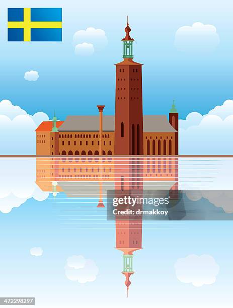 stockholm city hall - stockholm city stock illustrations