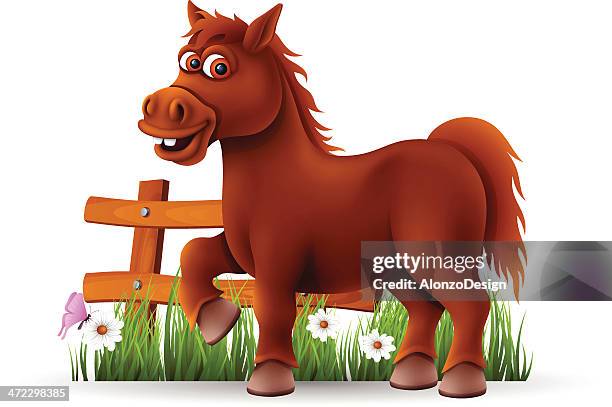 lustiger horse - zugpferd stock-grafiken, -clipart, -cartoons und -symbole