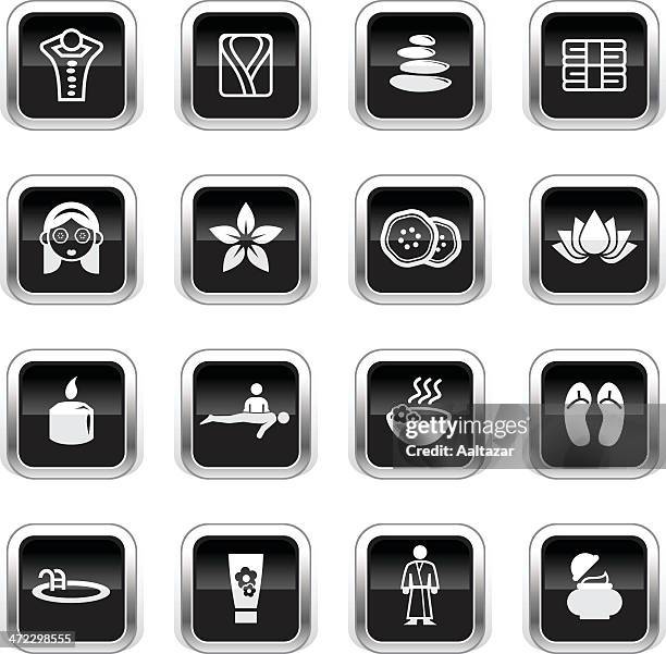 supergloss black icons - spa & wellness - hydrotherapy 幅插畫檔、美工圖案、卡通及圖標