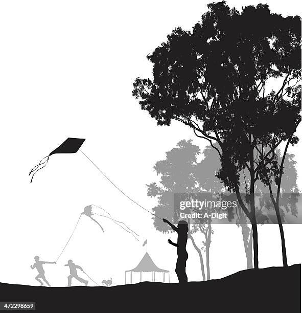 kids outside - eucalyptus stock illustrations
