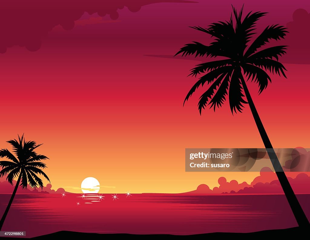 Sunset Vector File Simple Ocean Sunset Vector