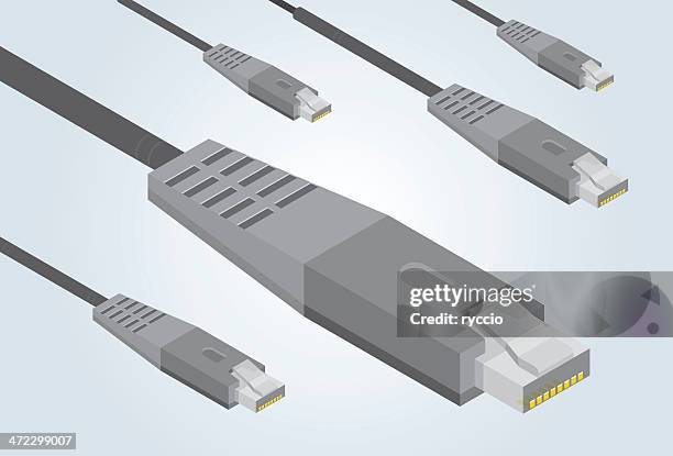 ilustrações de stock, clip art, desenhos animados e ícones de cabo ethernet - tomada de ligação à rede