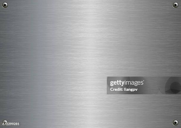 stockillustraties, clipart, cartoons en iconen met stainless steel plate with four fasteners - metaal