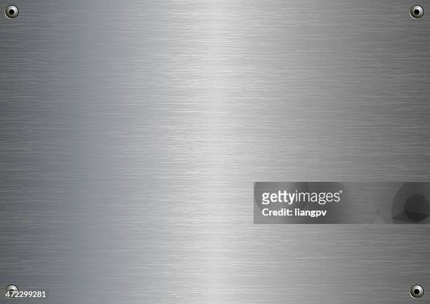 stainless steel plate with four fasteners - iron metal stock illustrations