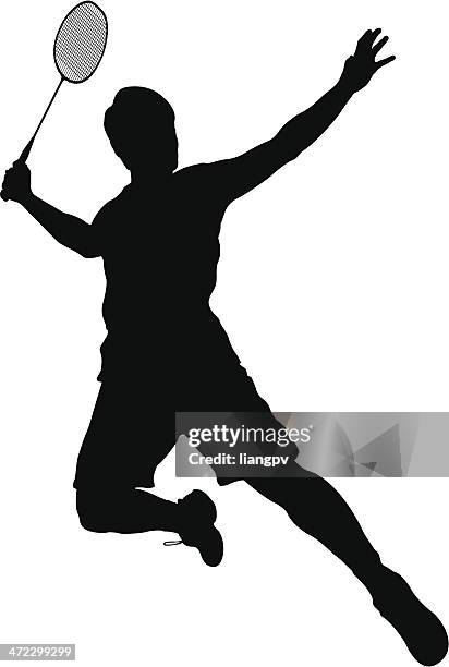 badminton player - federball stock-grafiken, -clipart, -cartoons und -symbole