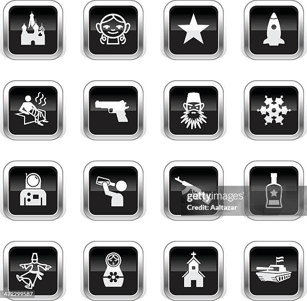 illustrations, cliparts, dessins animés et icônes de supergloss noir icônes-russie - orthodoxie russe