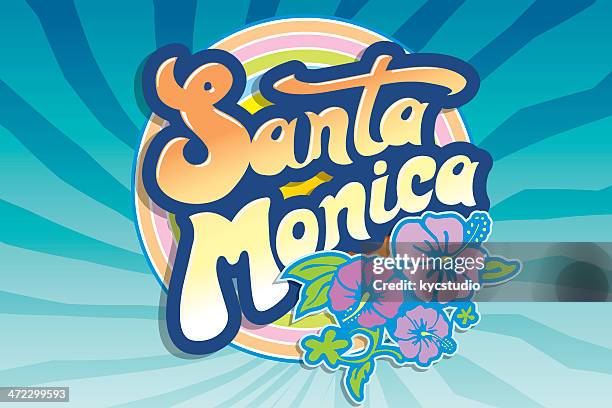 santa monica beach emblem - beach la stock illustrations