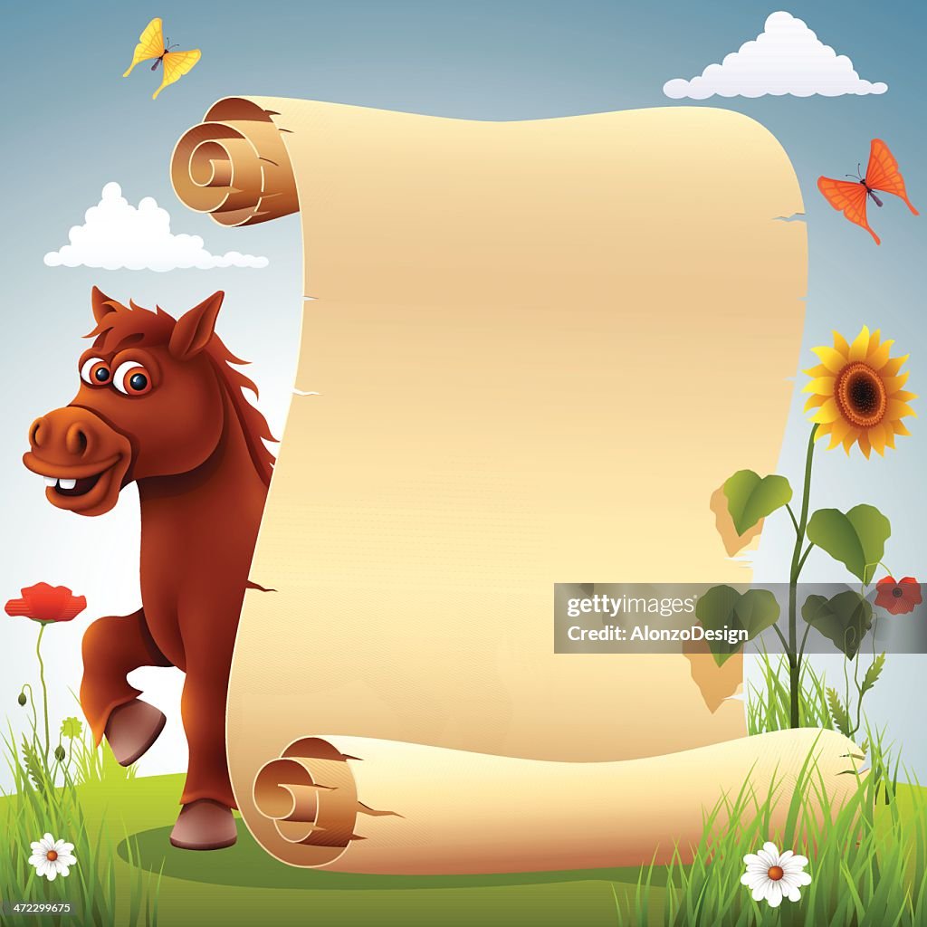 Funny Horse with Scroll