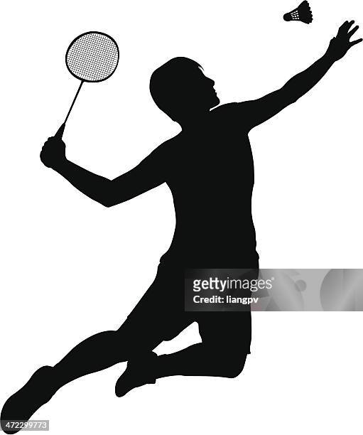 badminton player - playing badminton stock-grafiken, -clipart, -cartoons und -symbole