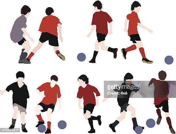 kids playing soccer - football team vector stock illustrations
