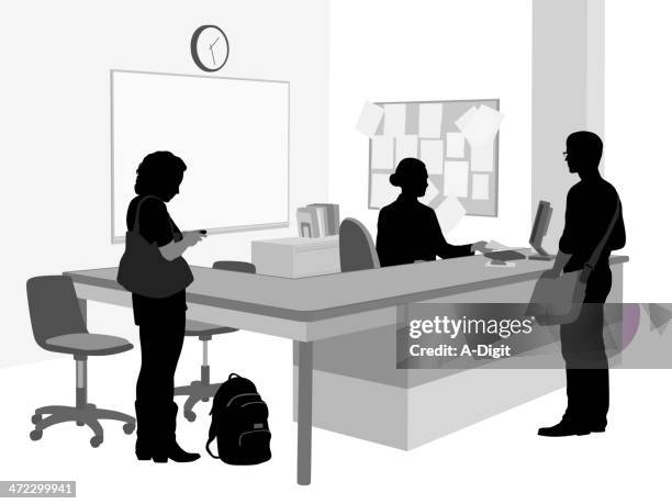 front desk - high school student computer stock illustrations