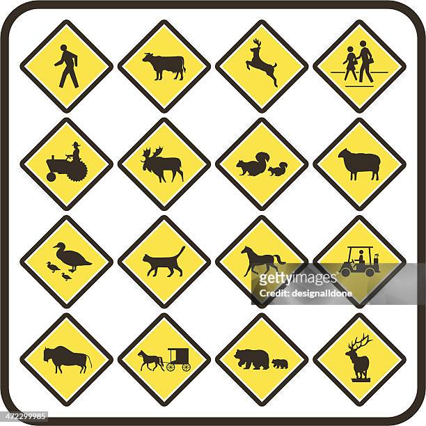 simple u.s. crossing signs - horsedrawn 幅插畫檔、美工圖案、卡通及圖標
