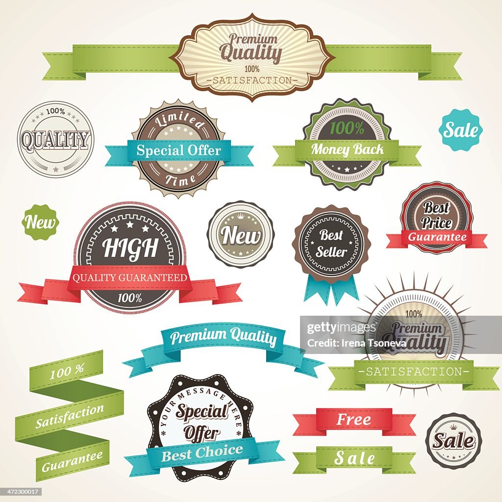 Labels Vs Ribbons Vector Set Of Vintage Labels And Ribbons High-Res Vector Graphic ...