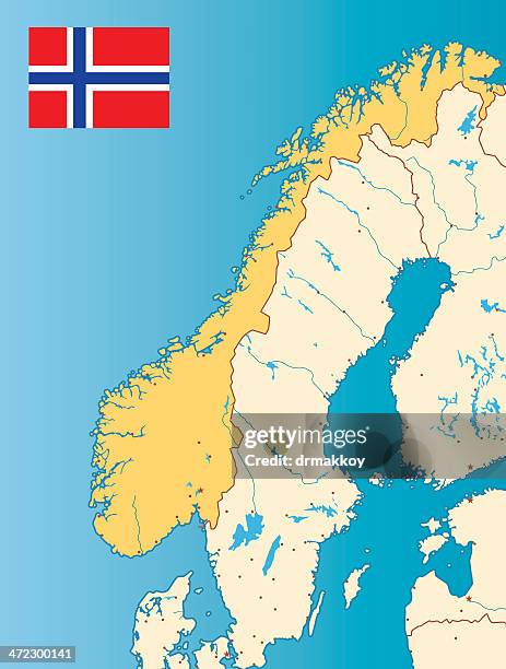 ilustraciones, imágenes clip art, dibujos animados e iconos de stock de mapa de noruega - mar noruego