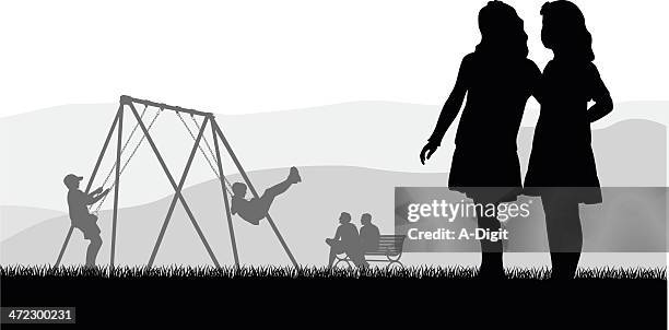 outdoors - family swing stock illustrations