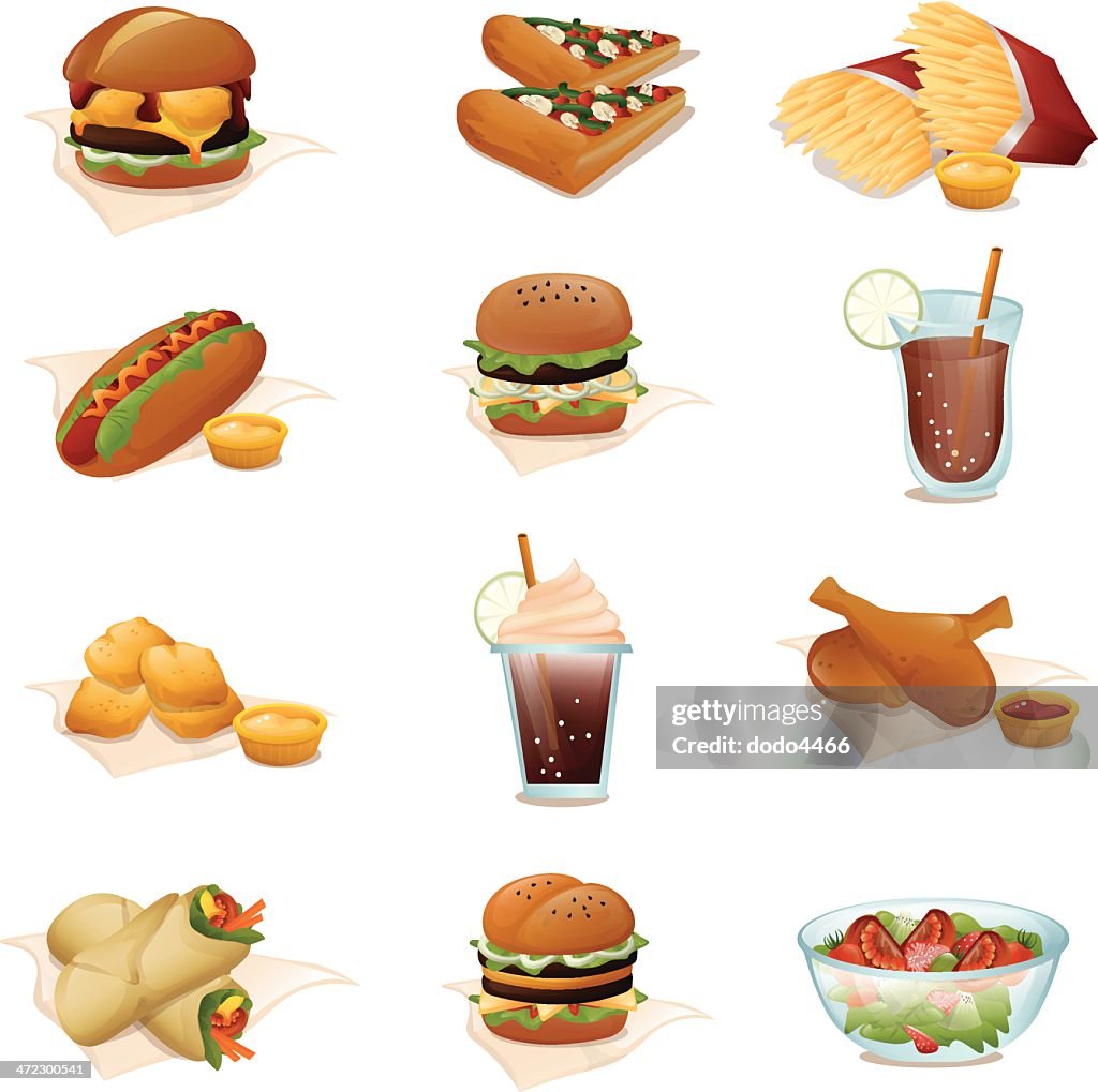 Set of fast food icons.