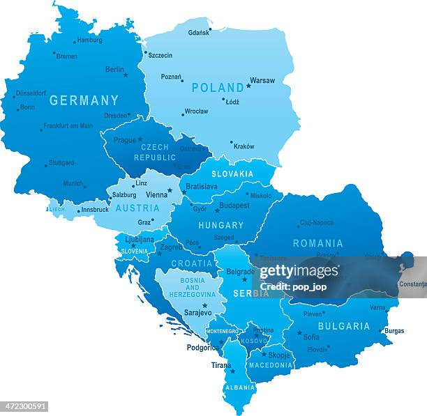 Map Of Central Europe States And Cities High-Res Vector Graphic - Getty ...