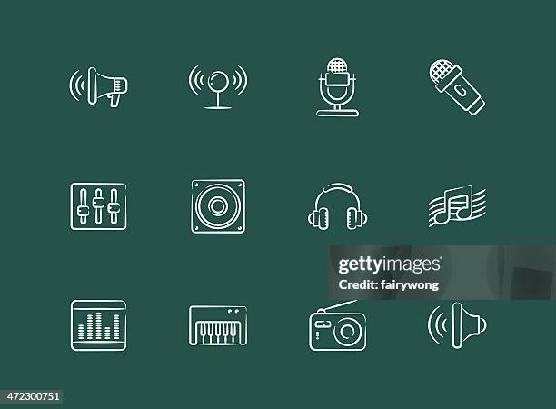 stockillustraties, clipart, cartoons en iconen met music and sound icons - computer speaker