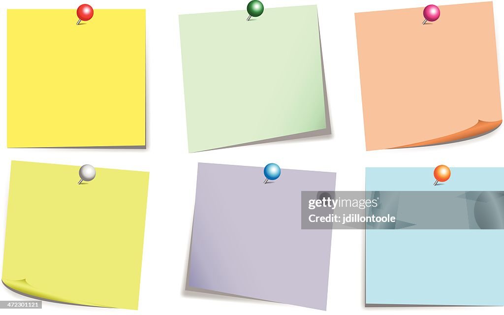 Sticky Notes Color Set With Push Pin High-Res Vector Graphic - Getty Images